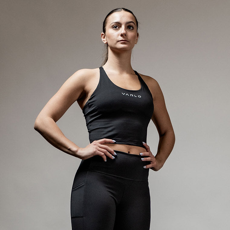 Women's SOHO Cross Back Crop Tank (Black)