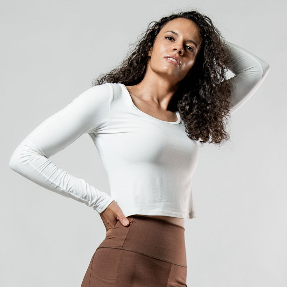 Women's Terra Recovery Arc Long Sleeve Crop (White)