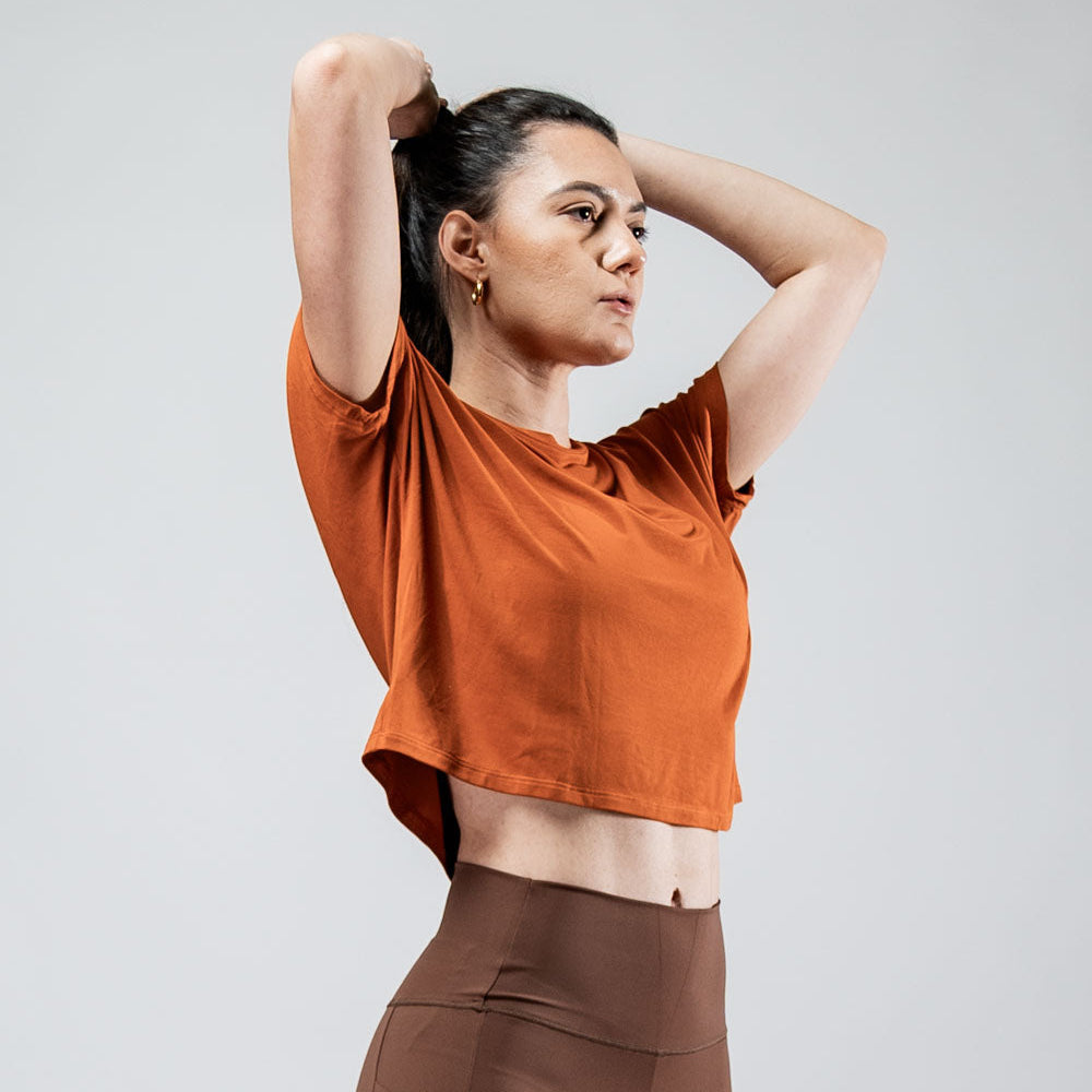 Women's Terra Recovery Drift Crop (Sunfire Clay)