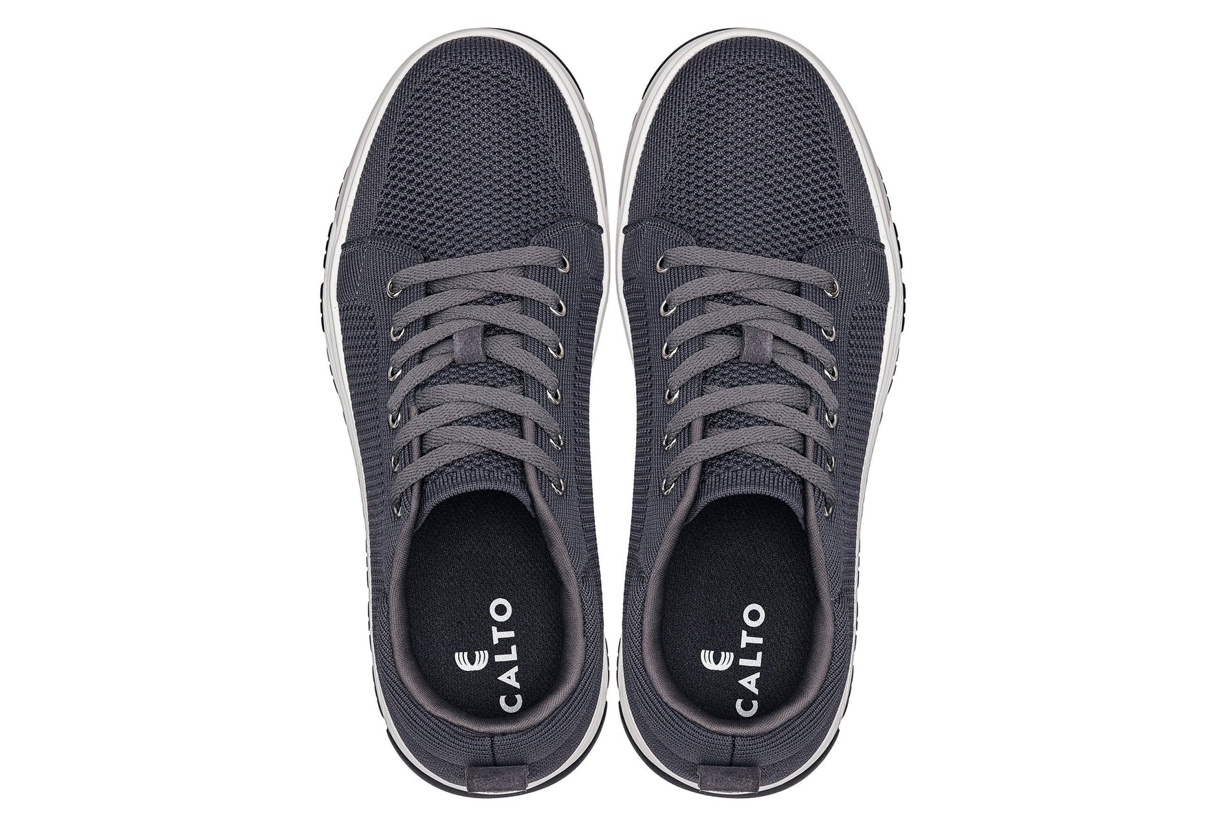 CALTO X2323 Sneaker 2.4” Taller (Iron Grey/White & Black Sole)