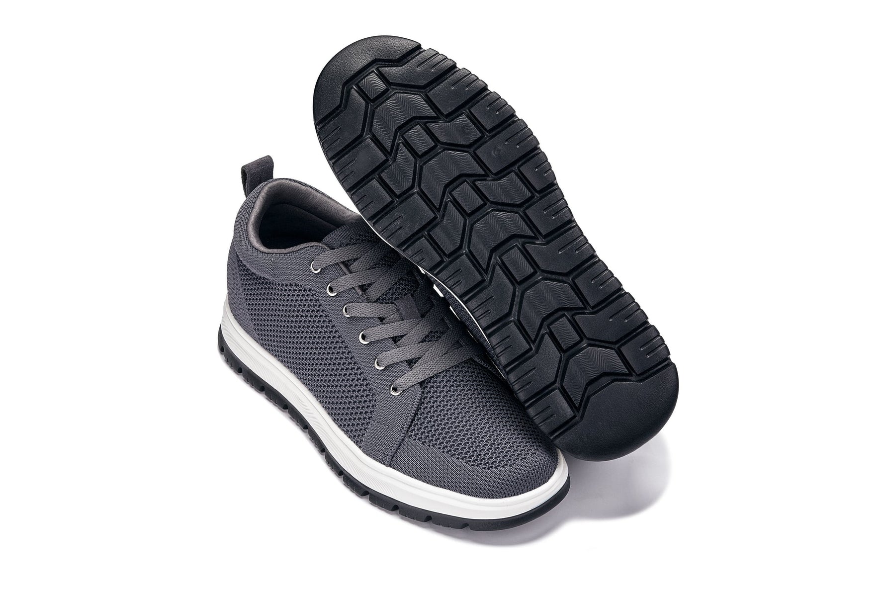 CALTO X2323 Sneaker 2.4” Taller (Iron Grey/White & Black Sole)