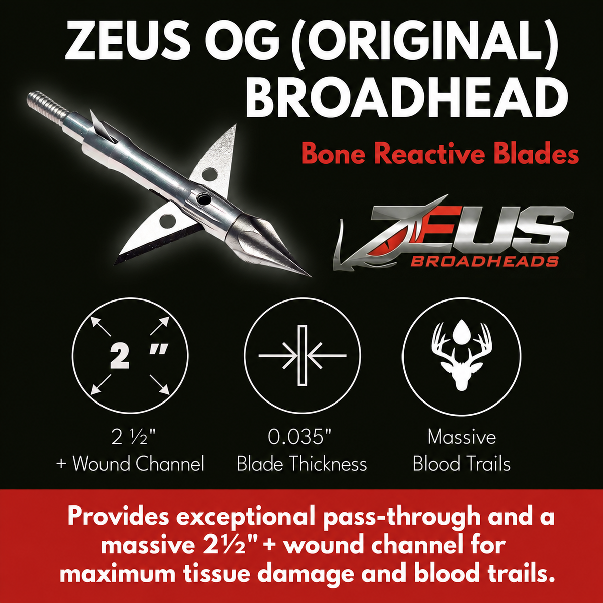 ZEUS BROADHEADS OG (4-PACK) | COMES WITH BOTH 100/125 GR TIPS