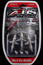 ZEUS TITANIUM  BROADHEADS (3 PACK) PLUS PRACTICE HEAD | COMES WITH BOTH 100/125 GR TIPS