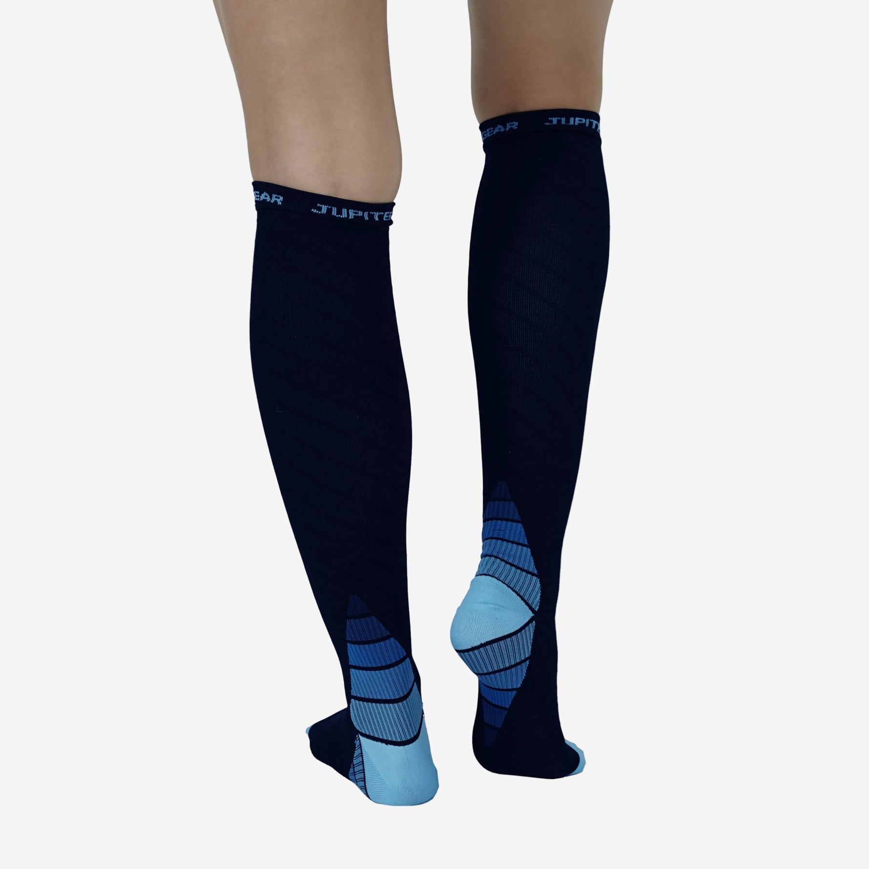 JupiterGear Endurance Compression Socks for Running and Hiking | Black with Blue Accent