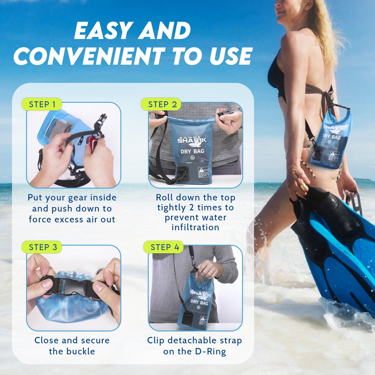 3L Waterproof Dry Bag with Phone Case Inside