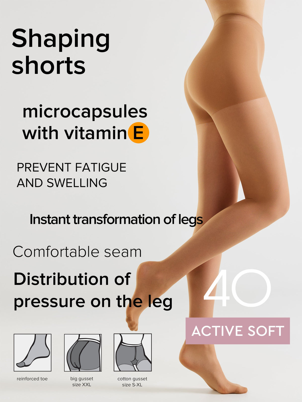 Tights Conte Active Soft 40 Den | Shaping Support with Vitamin E