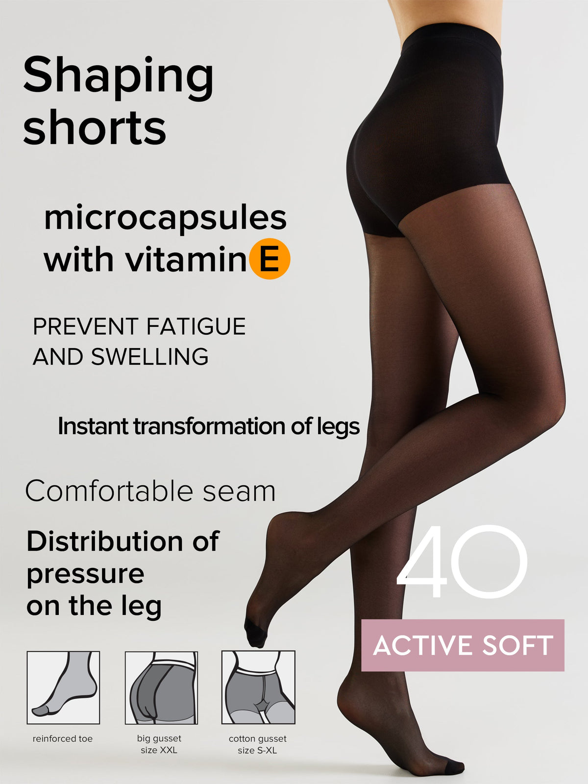 Tights Conte Active Soft 40 Den | Shaping Support with Vitamin E