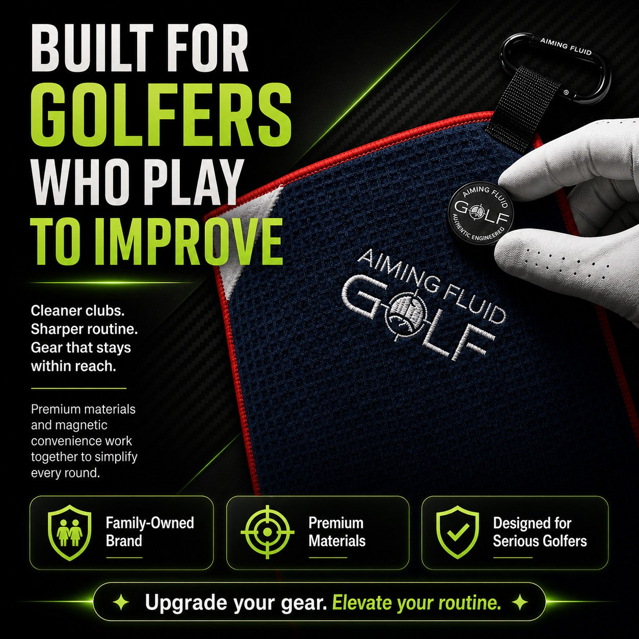 Magna-Anchor™ Magnetic Golf Towel | Stubby (16×24)