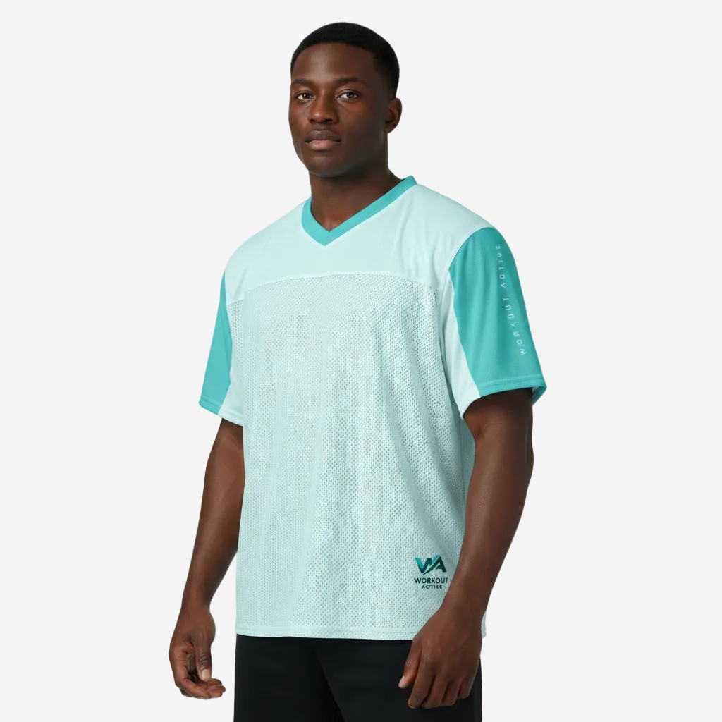 Dual-Texture Boxy Training Jersey with WA Signature | Blue/Cayan