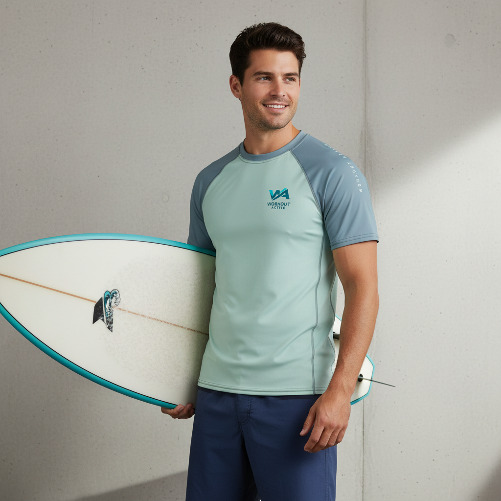Men's Short Sleeve Rash Guard Two-Tone Dusty Green | UPF 50+