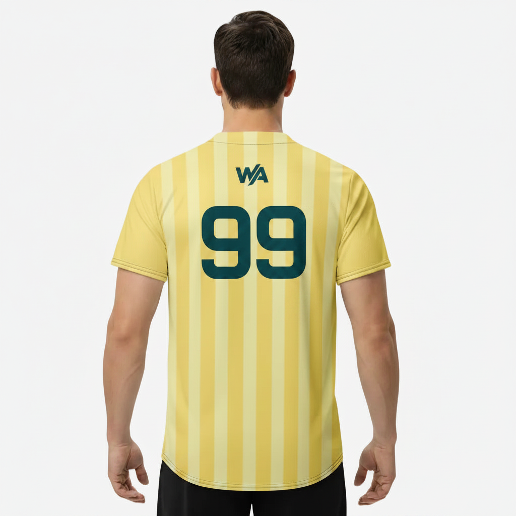 Yellow Striped CUSTOM NUMBER V-Neck Sports Jersey