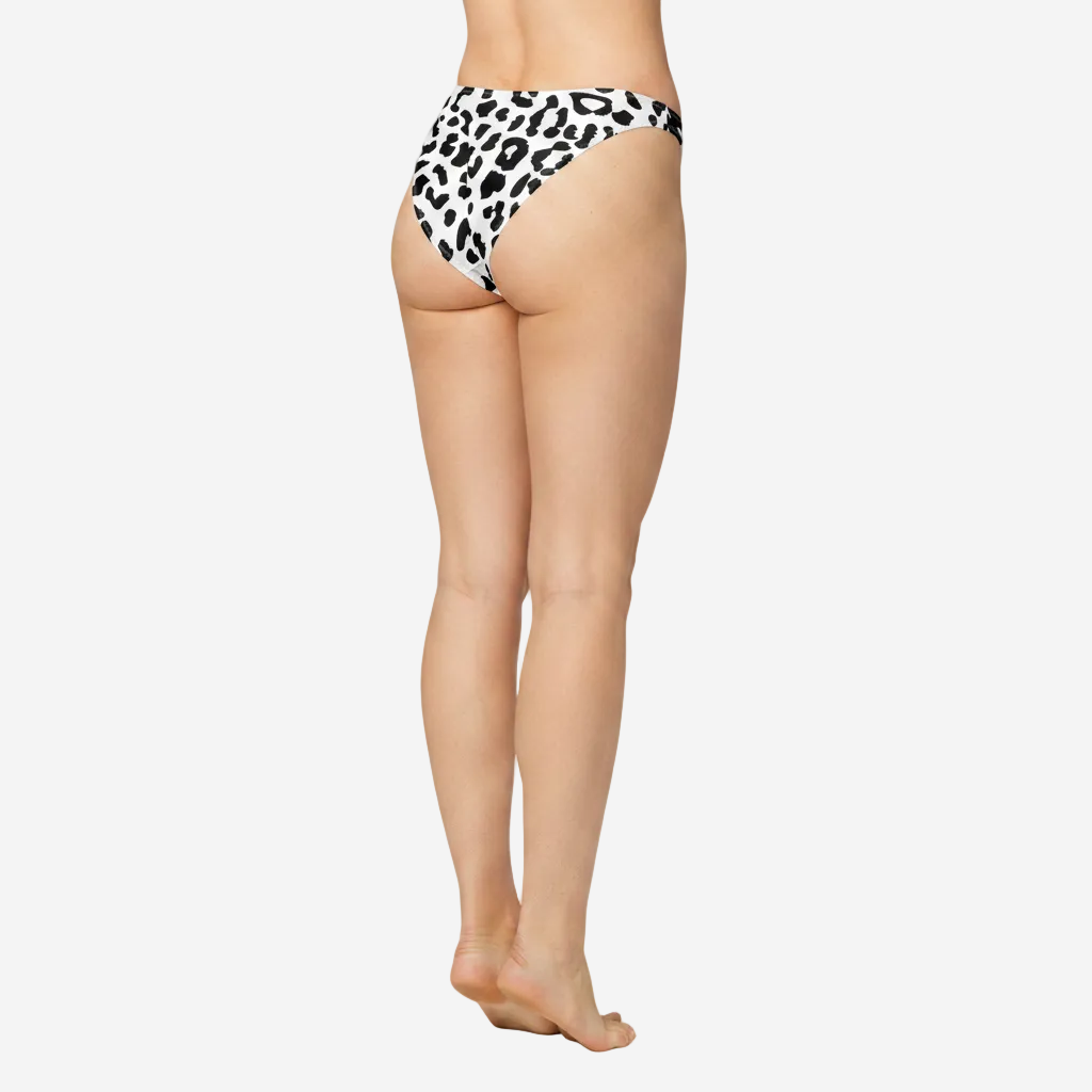 White & Black Spotted High-Leg Bikini Bottom