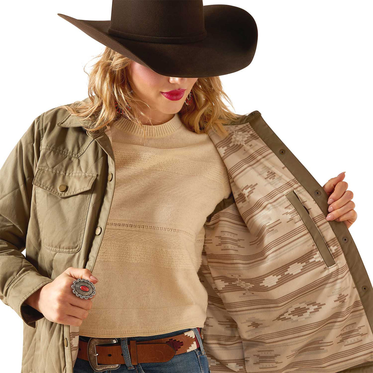 Ariat Womens Grizzly Quilted Barn Jacket | Warm Wind-Resistant Fleece-Lined Workwear Jacket