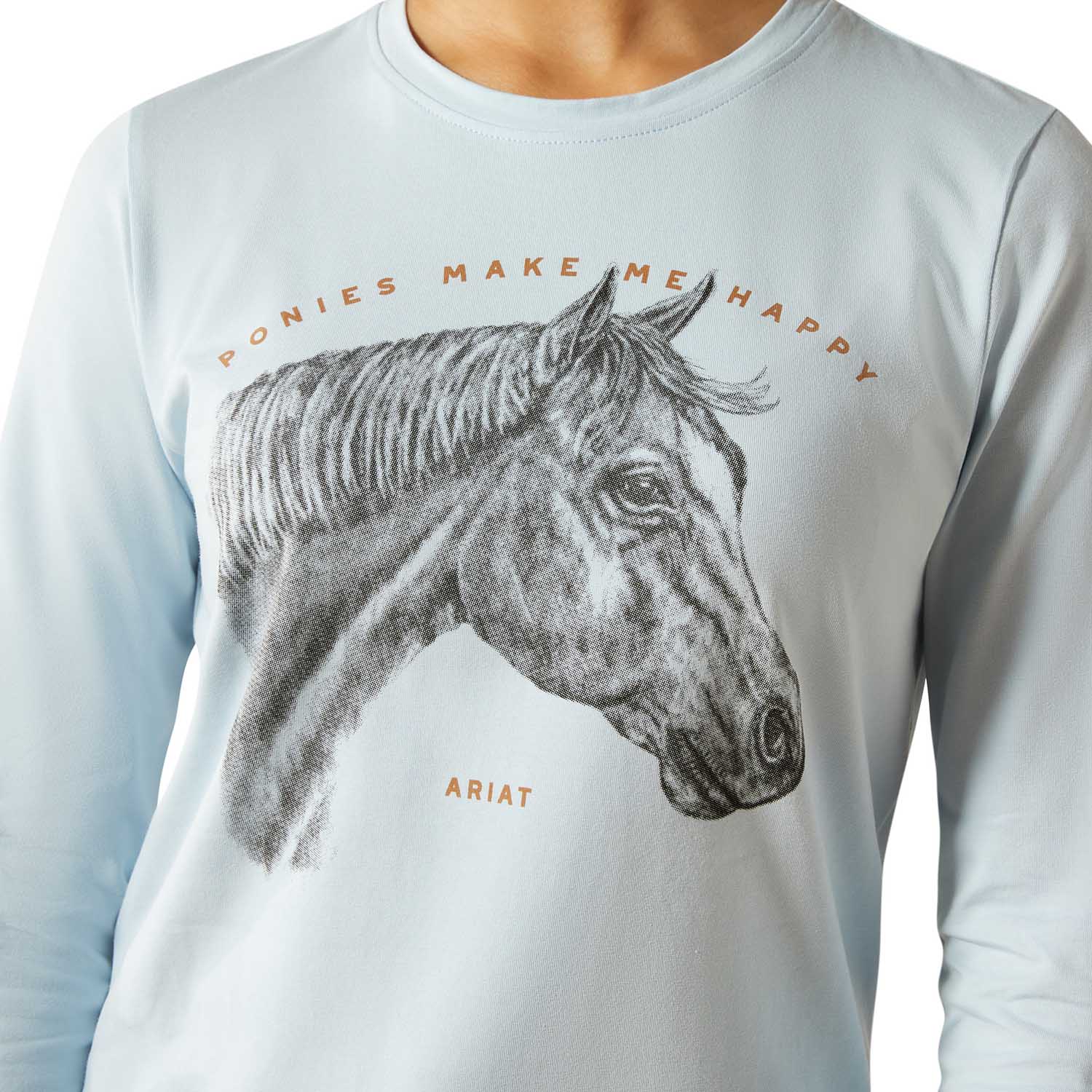 Ariat Youth Happy Long Sleeve Shirt | Organic Cotton Kids Equestrian Tee for Horse Lovers