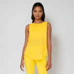 Sheer Striped Mesh Active Tank with Cut-Out Back Blue