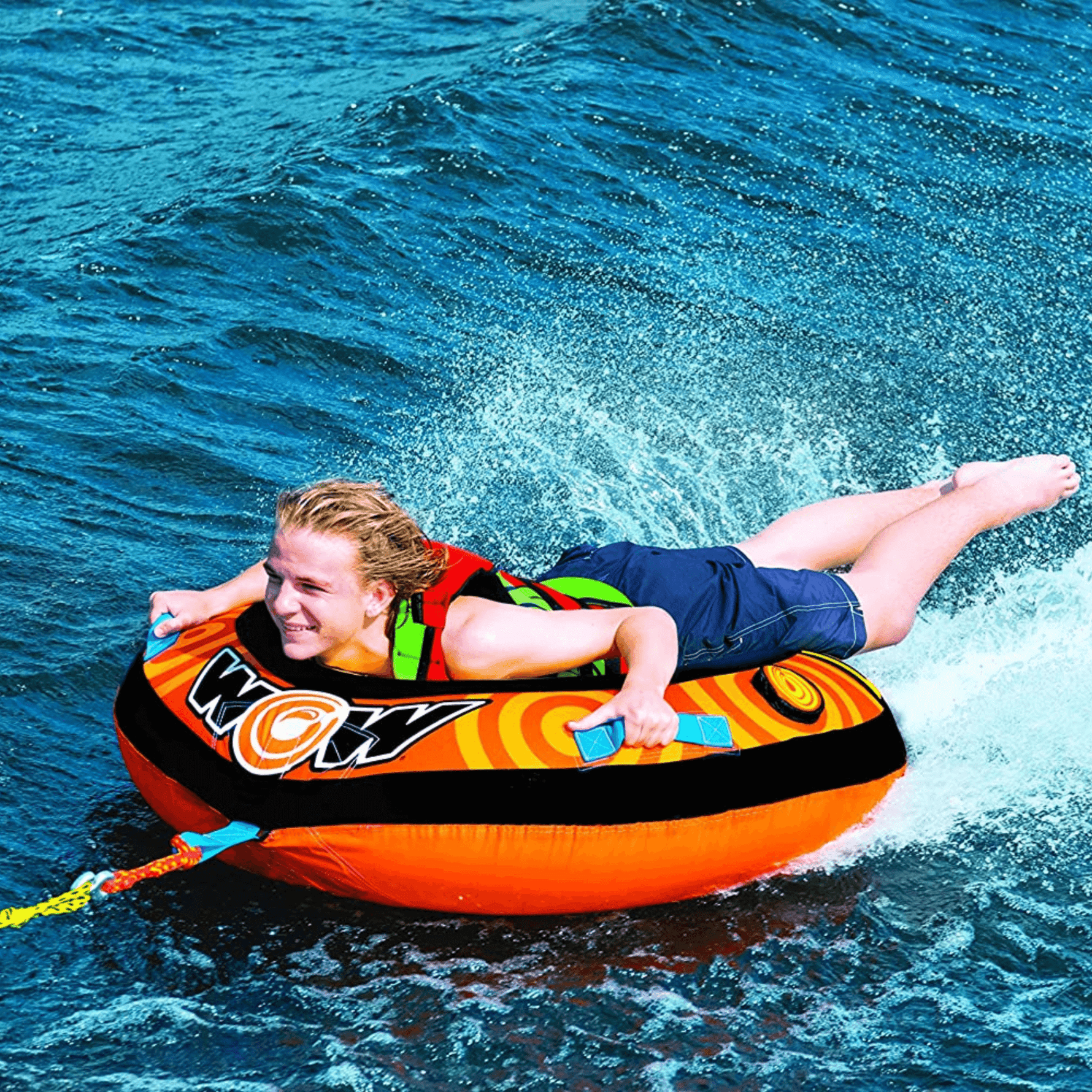 WOW Watersports Lil' Skipper 1 Person Towable with Fast Inflate and Built-In Cup Holder