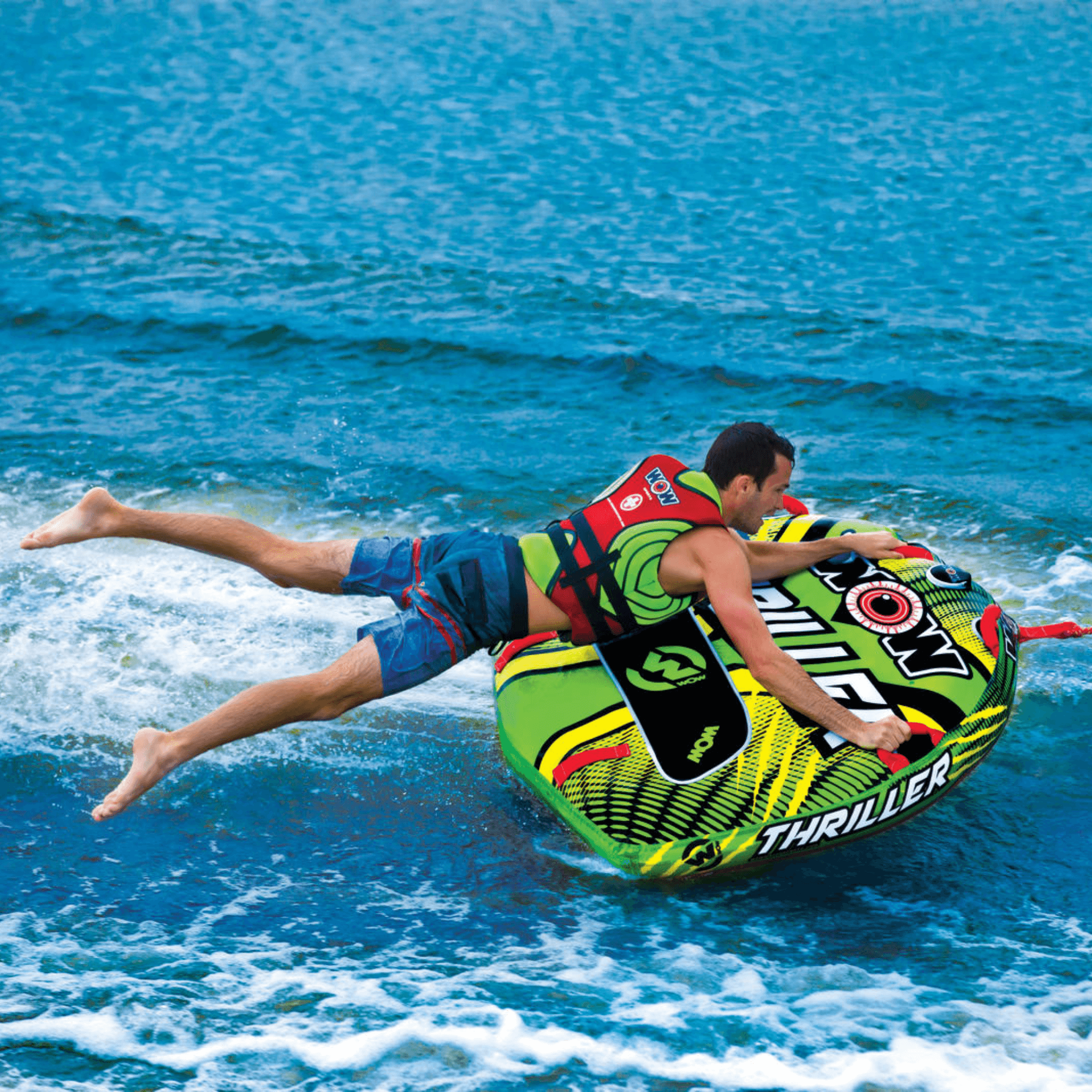 WOW Watersports Big Thriller 1-Person Inflatable Towable Deck Tube