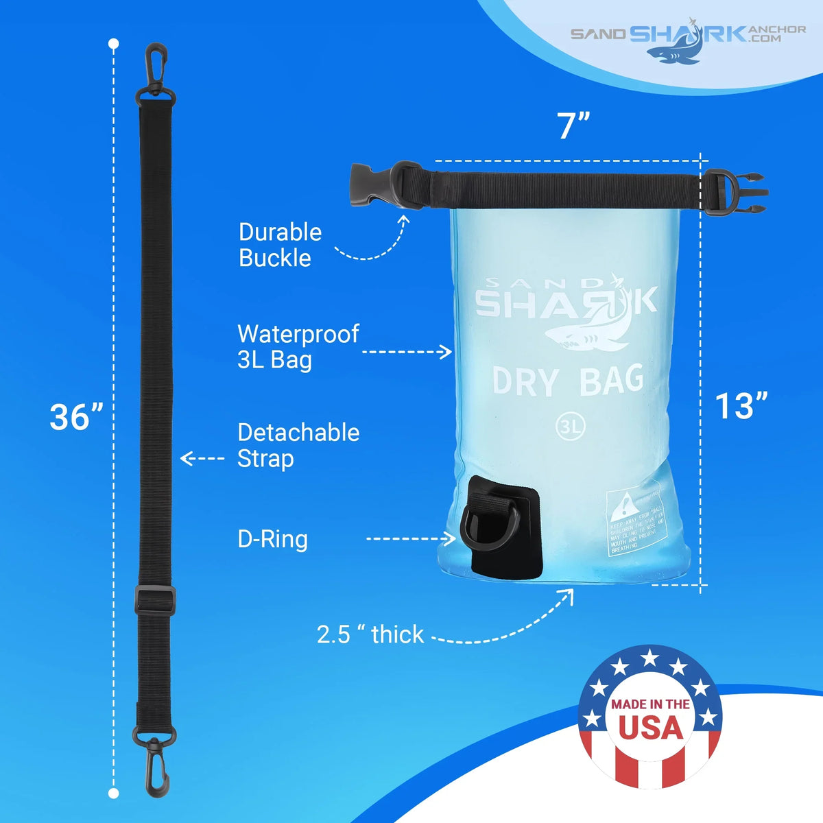 3L Waterproof Dry Bag with Phone Case Inside