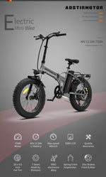 20x4.0" Foldable Fat Tire Electric Bike 48V 12.5AH Extended Range Dual Disc Brakes with Fenders