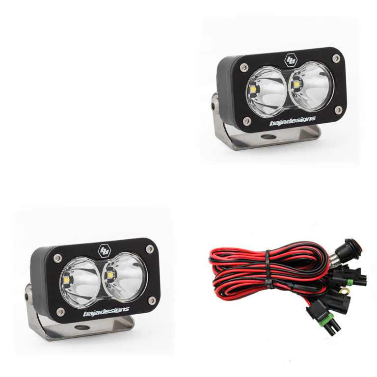 S2 Sport Black LED Auxiliary Light Pod Pair | Universal