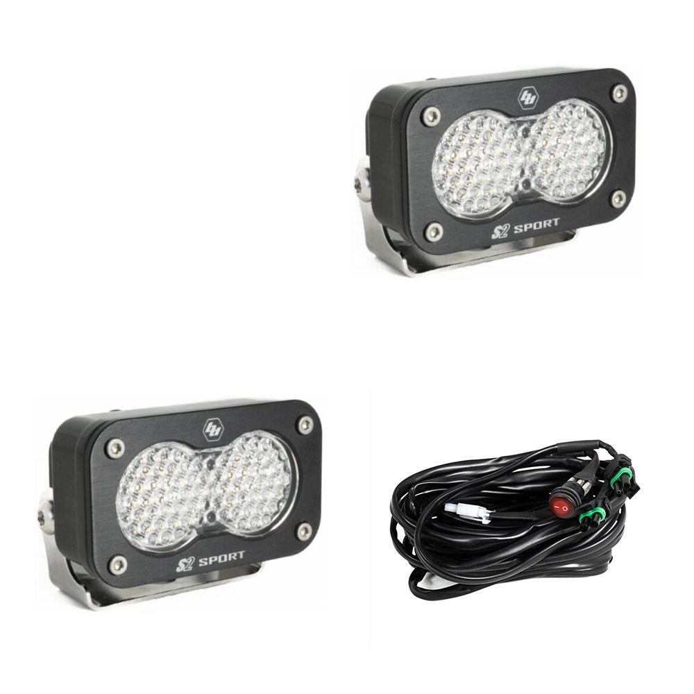 S2 Sport Black LED Auxiliary Light Pod Pair | Universal