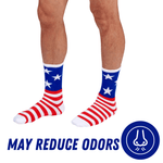 Premium Bamboo Rayon Crew Red White and Blue Flag Socks | Gift Box 3 Pair