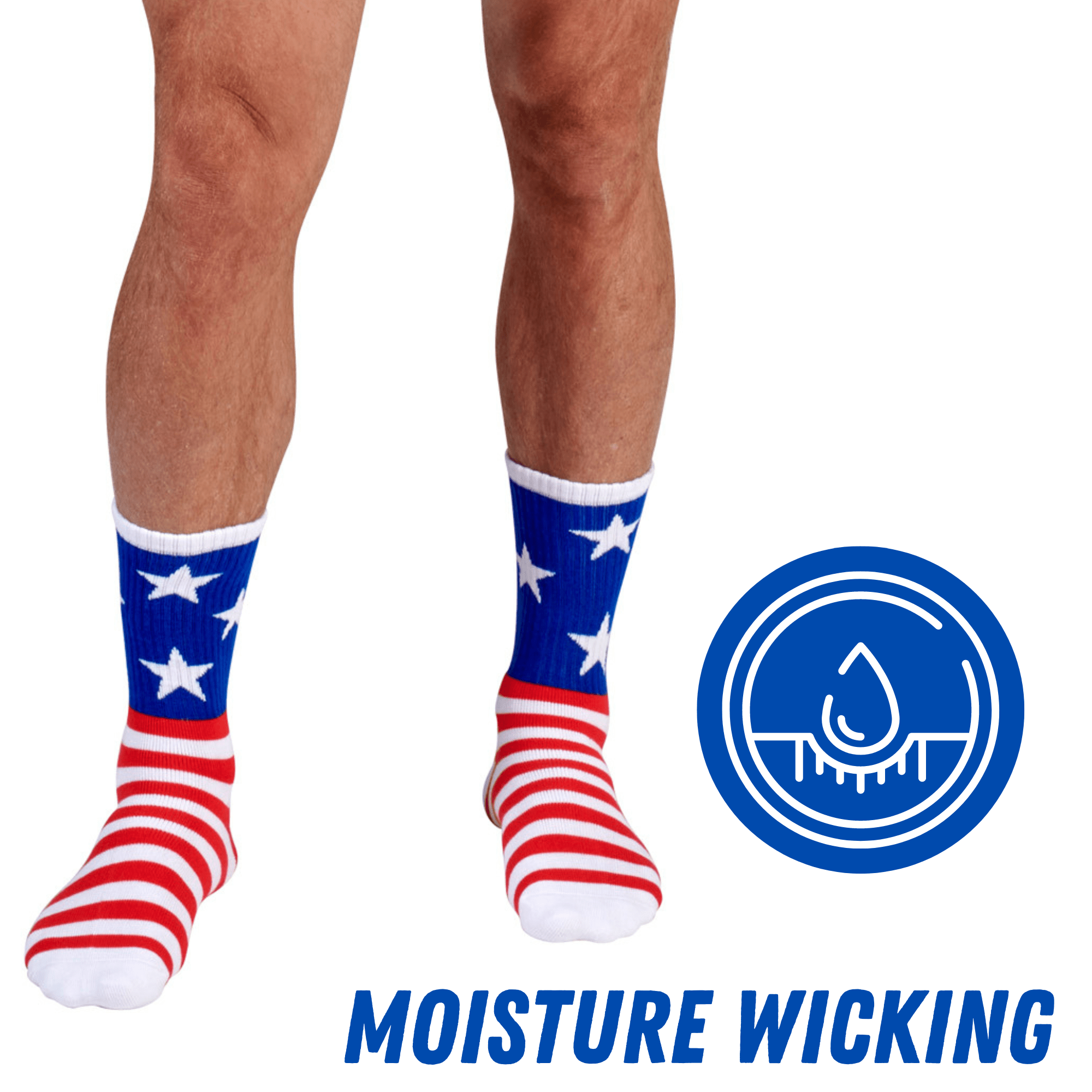Premium Bamboo Rayon Crew Red White and Blue Flag Socks | Gift Box 3 Pair