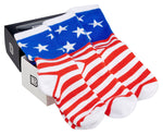 Premium Bamboo Rayon Crew Red White and Blue Flag Socks | Gift Box 3 Pair