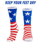 Premium Bamboo Rayon Crew Red White and Blue Flag Socks | Gift Box 3 Pair