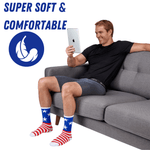 Premium Bamboo Rayon Crew Red White and Blue Flag Socks | Gift Box 3 Pair