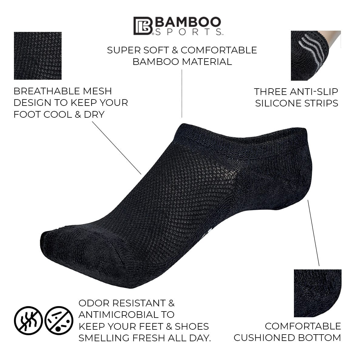 Invisible No Show Bamboo Rayon Socks | 3/6-Pack