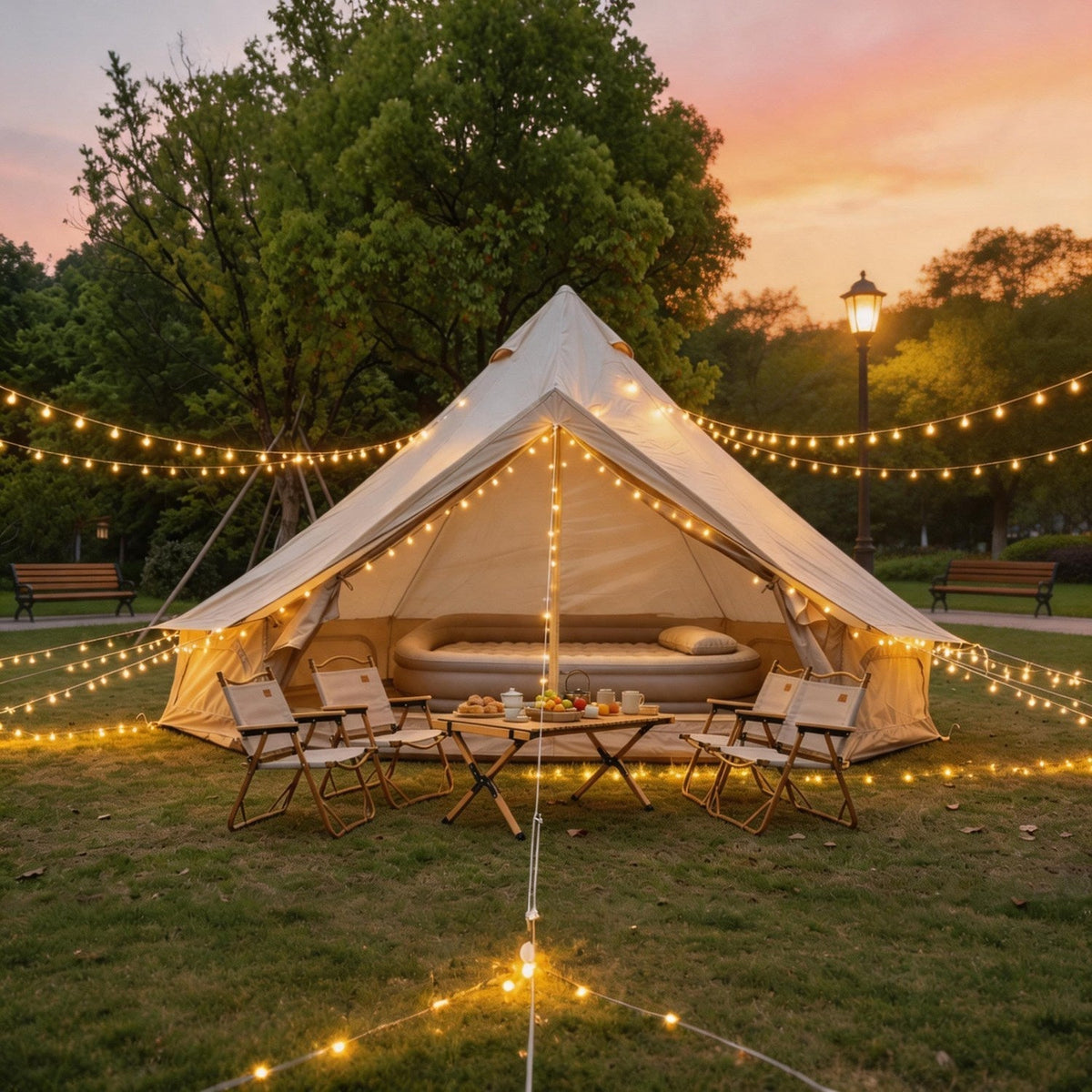 Oxford Bell Tent 9.8’/13.1’ with Stove Jack for Family Camping