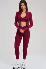 The Sizzle Zip Jacket Sports Bra Leggings | 3-Piece Set