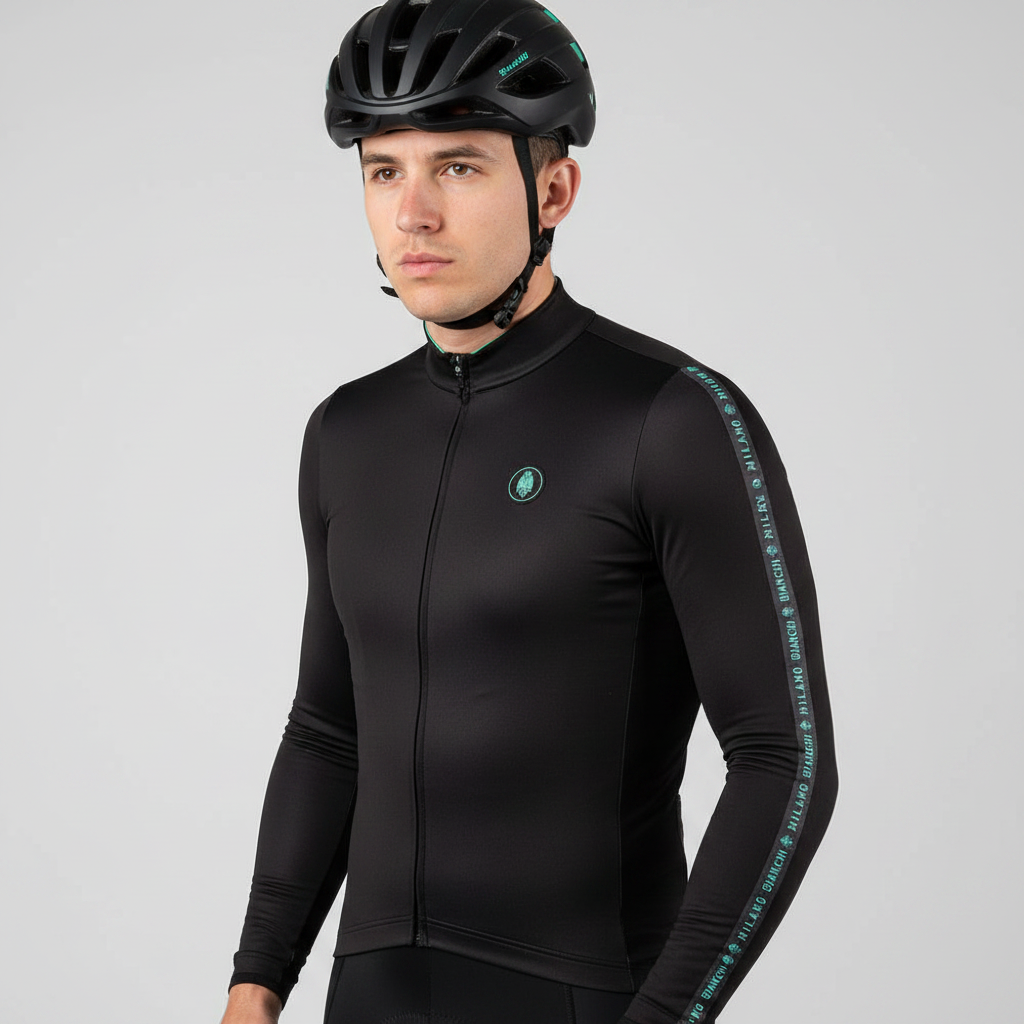 Bianchi VALFURVA Men's Cycling Long Sleeve Thermal Jersey | Black