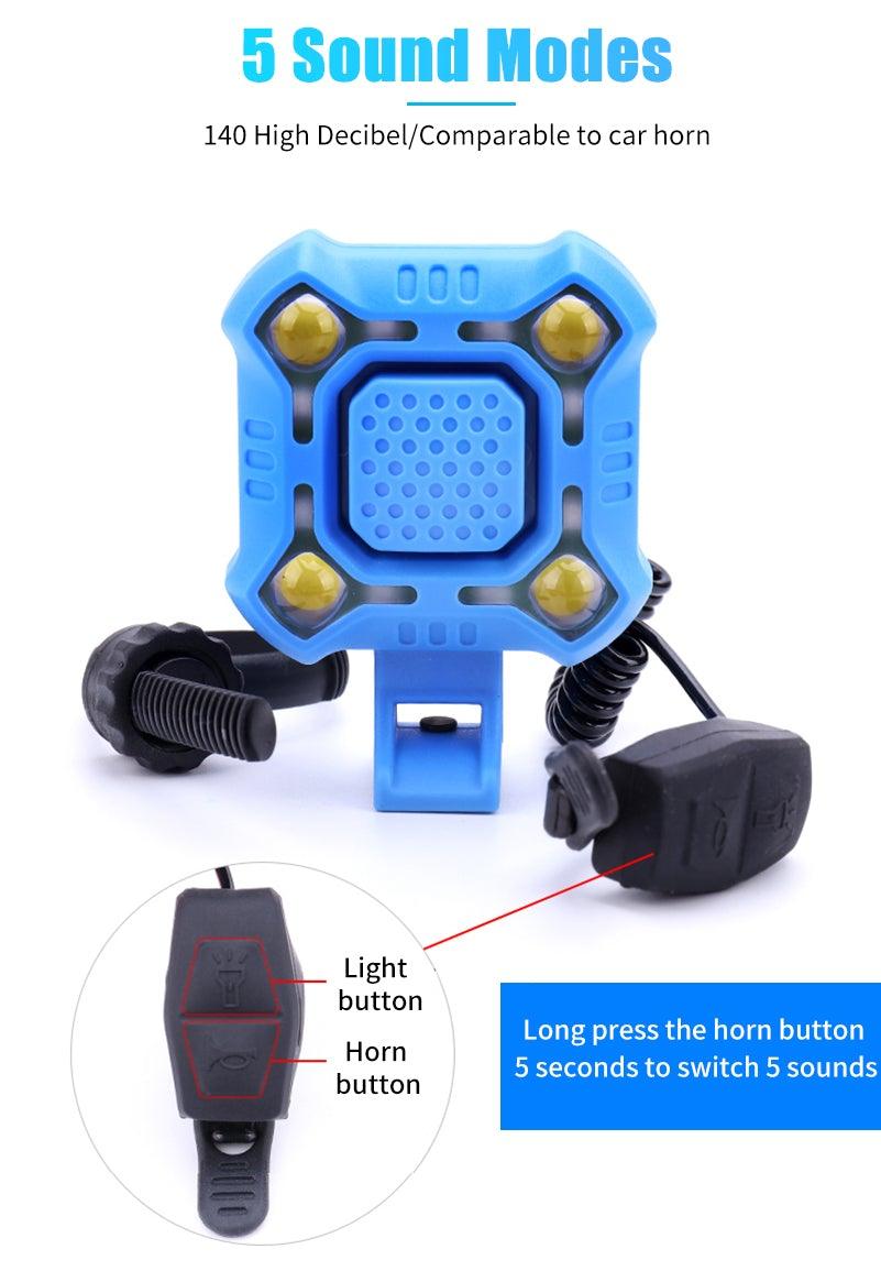 Bike Electric Horn Bell with Lights | USB Charging 1200mAh
