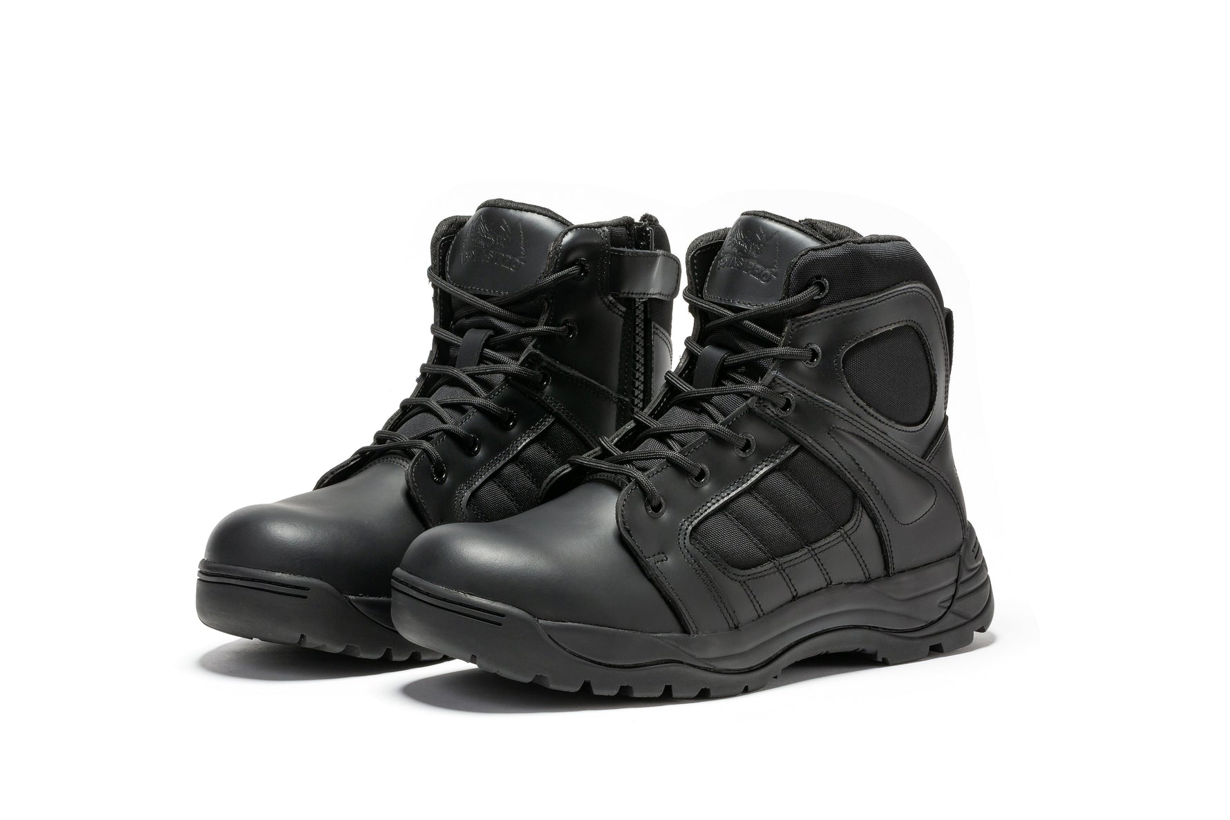 Botas Pro Black Men's 6” Side Zipper Rubber Sole Tactical Boots | BMP111BK