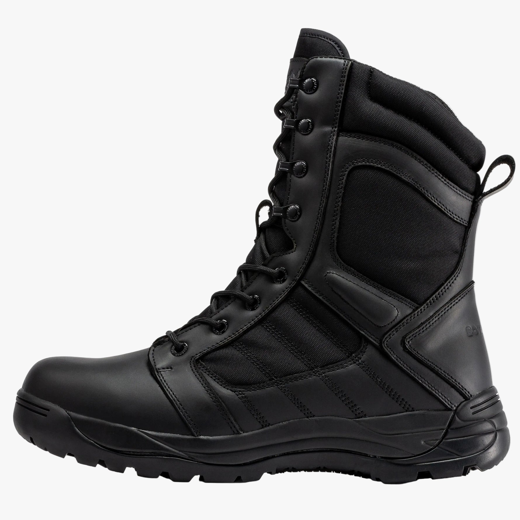 Botas Pro Black Men's 8” Side Zipper Rubber Sole Tactical Boots | BMP110BK