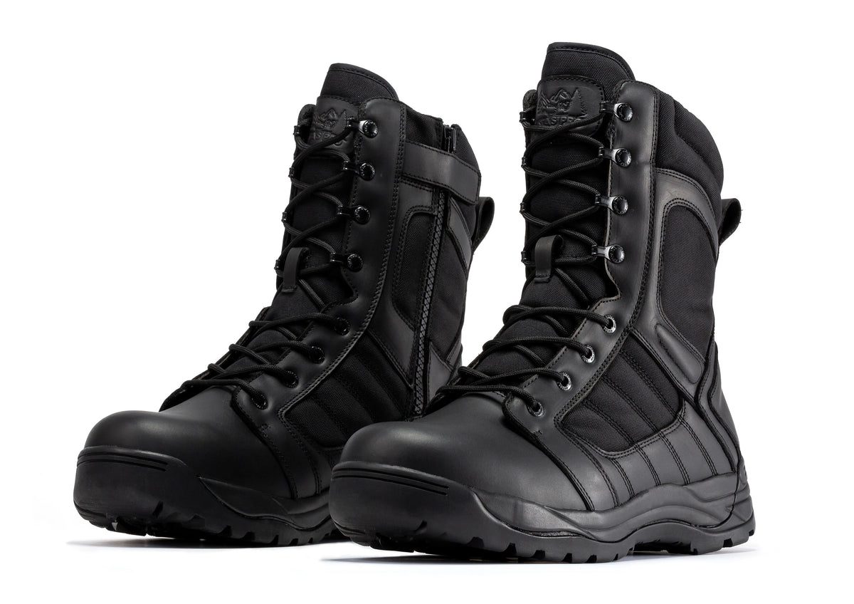 Botas Pro Black Men's 8” Side Zipper Rubber Sole Tactical Boots | BMP110BK