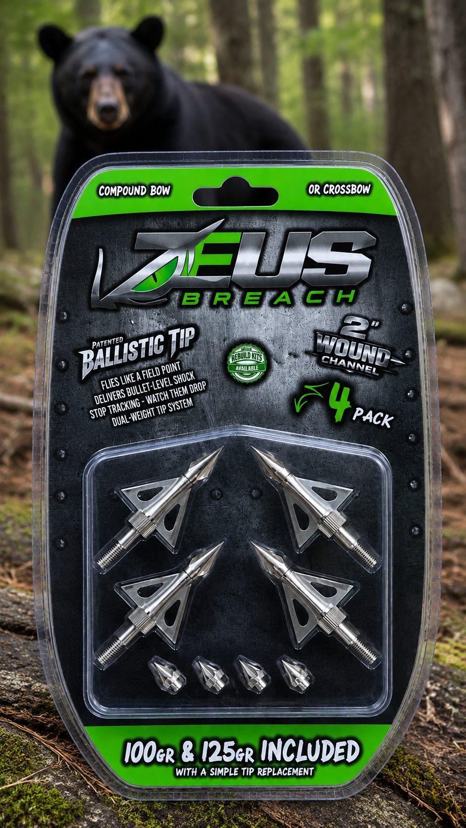 ZEUS BREACH BROADHEADS (4-PACK) | COMES WITH BOTH 100/125 GR TIPS
