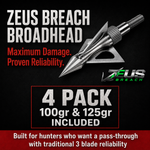 ZEUS BREACH BROADHEADS (4-PACK) | COMES WITH BOTH 100/125 GR TIPS