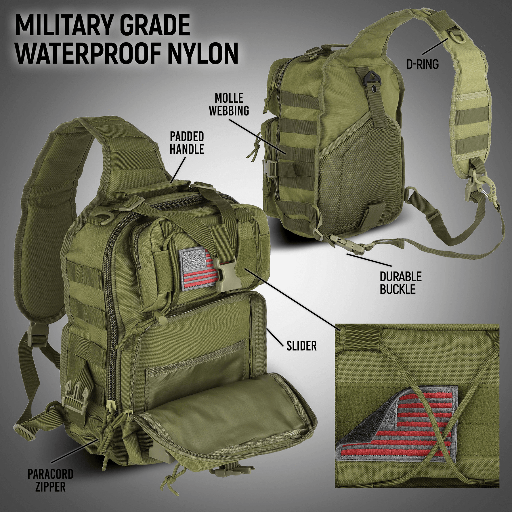 XGear Tactical 14L Range Sling Bag Backpack with Adjustable Strap