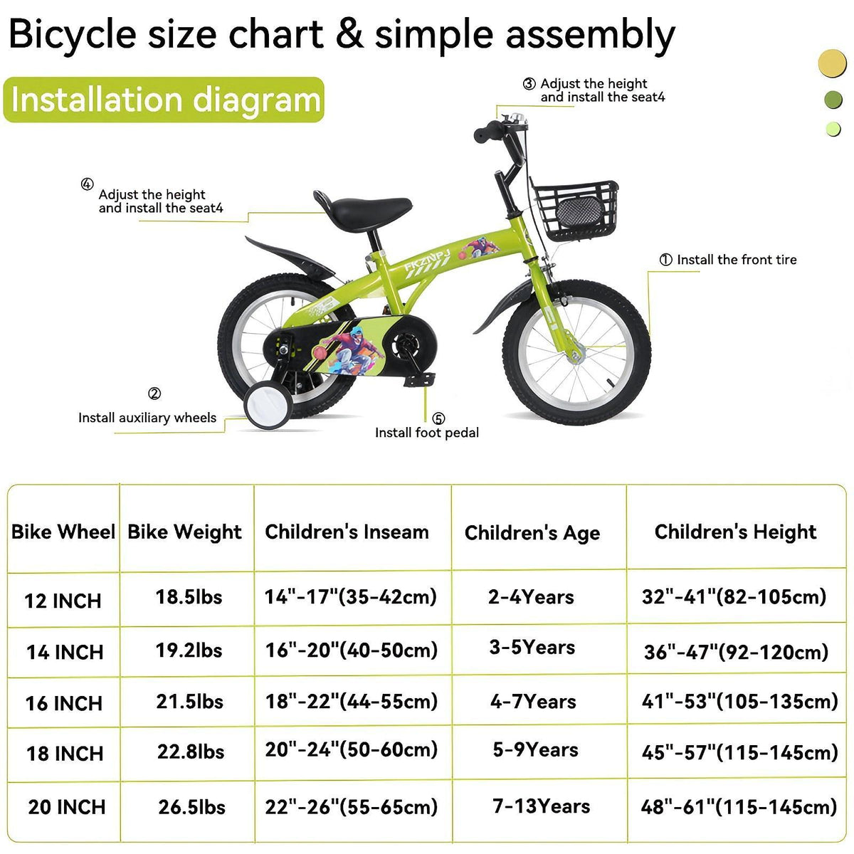 16" Sporty Kids Bike with Training Wheels and Stand Adjustable Saddle | Aged 4-8 Years (Tall Height 41-46")
