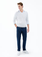 Classic V-Neck Sweater | White/Midnight
