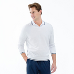Classic V-Neck Sweater | White/Midnight