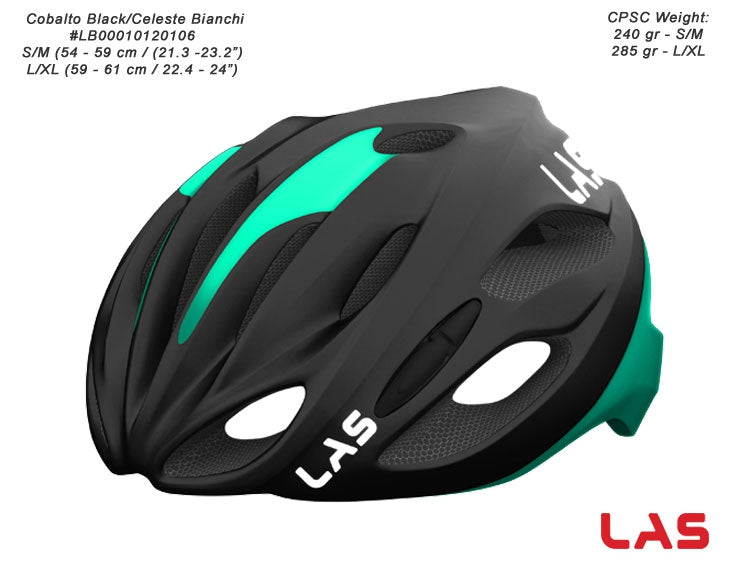 LAS Cobalto Cycling Helmet | Matte Black/Celeste