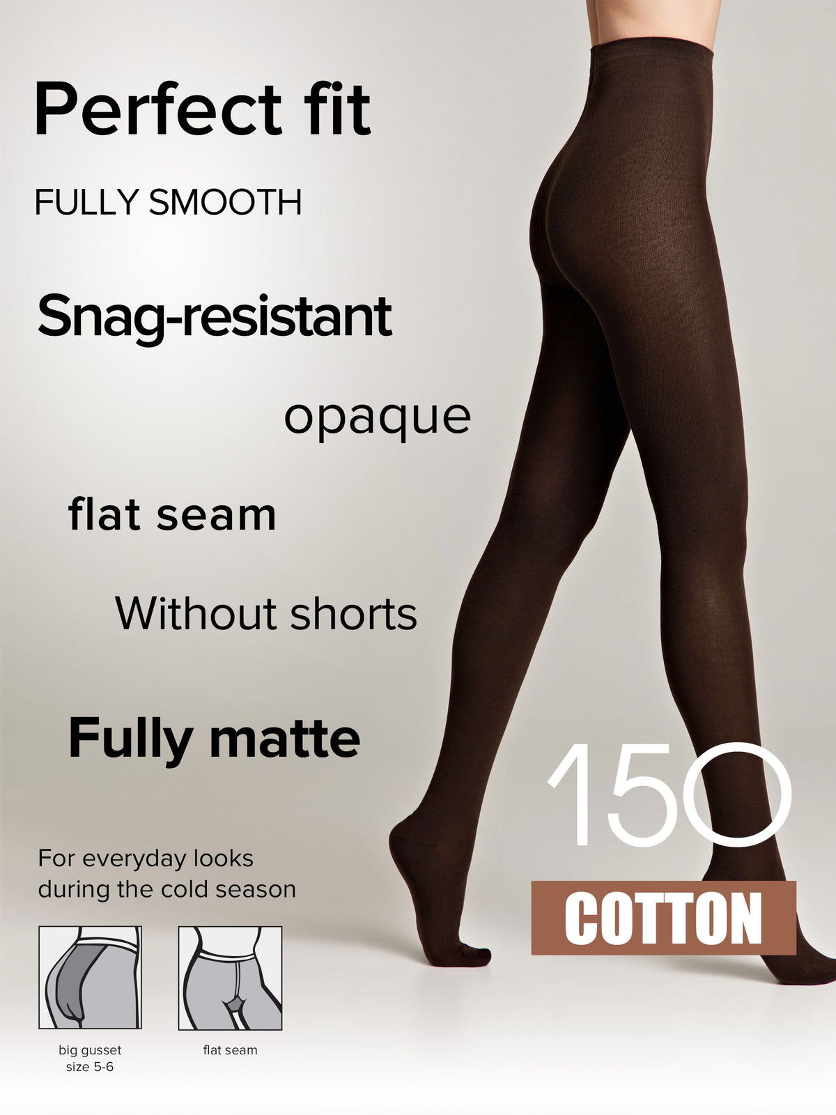 Tights Conte Cotton 150 Den | Warm Opaque
