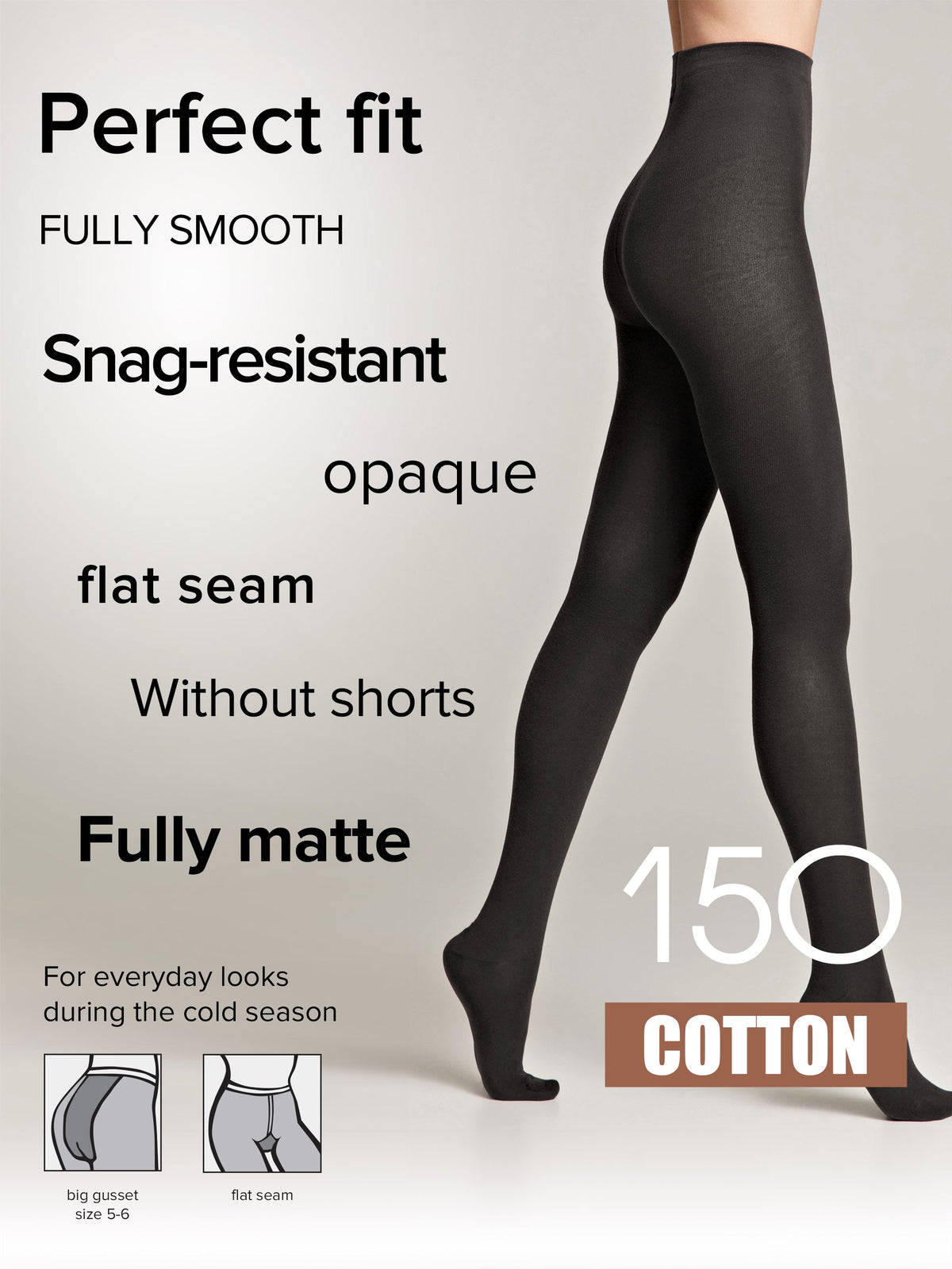 Tights Conte Cotton 150 Den | Warm Opaque
