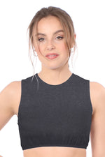 Modest Neck Cropped Layering Shell | Cotton Spandex Sleeveless Tank