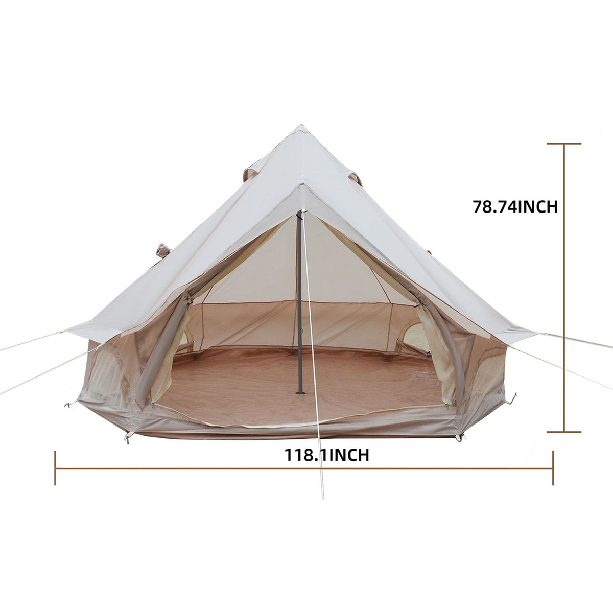 Oxford Bell Tent 9.8’/13.1’ with Stove Jack for Family Camping