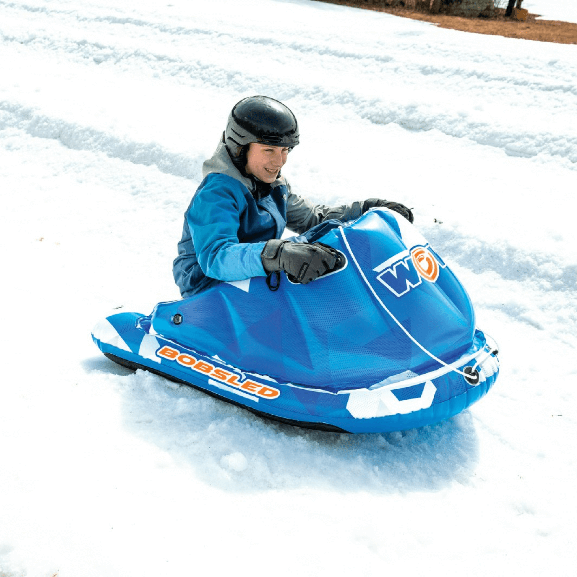 WOW Watersports Snow Tube Bobsled for Kids and Adults with Front Snow Shield